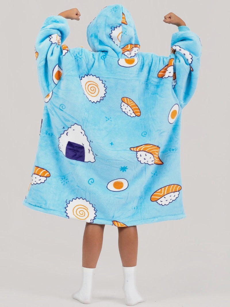 Cozy Kids Sushi hoodie blanket for kids, Back View - Cozify Lebanon