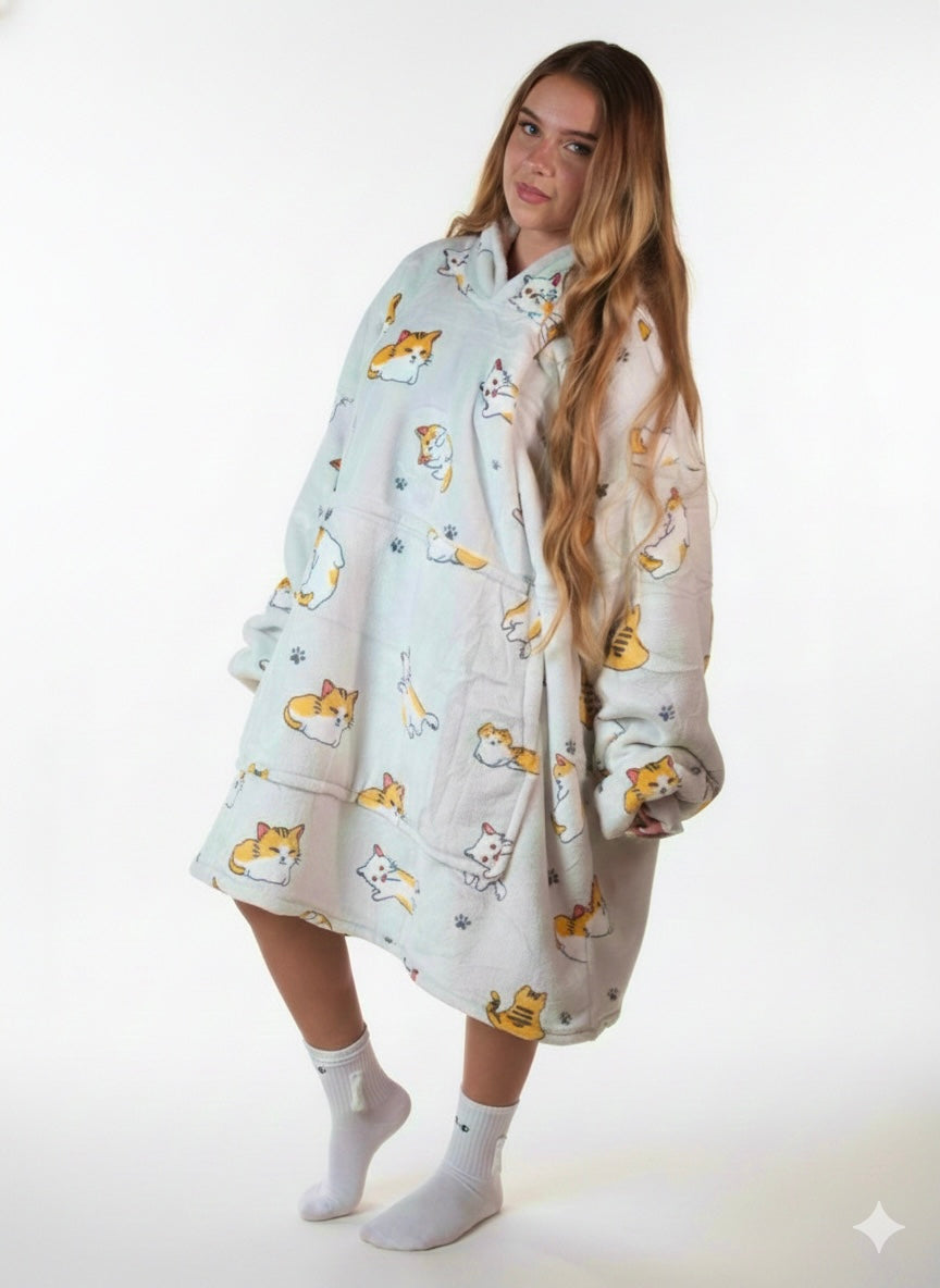 Cozy Meow – Oversized Hoodie Blanket Front View - Cozify Lebanon