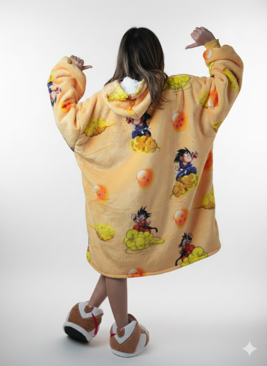 Cozy DragonBall oversized hoodie blanket, back view - Cozify Lebanon