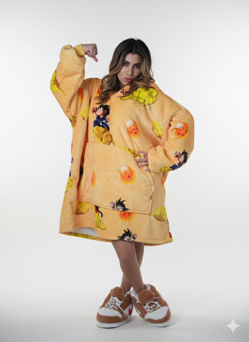 Cozy DragonBall oversized hoodie blanket, detail view - Cozify Lebanon
