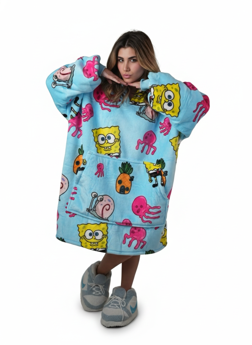 Cozy SpongeBob oversized hoodie blanket, detail view - Cozify Lebanon