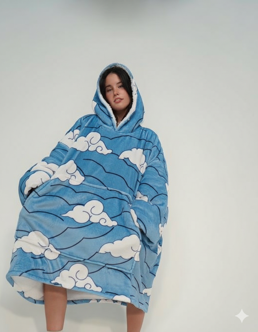 Cozy Clouds oversized hoodie blanket, detail view - Cozify Lebanon