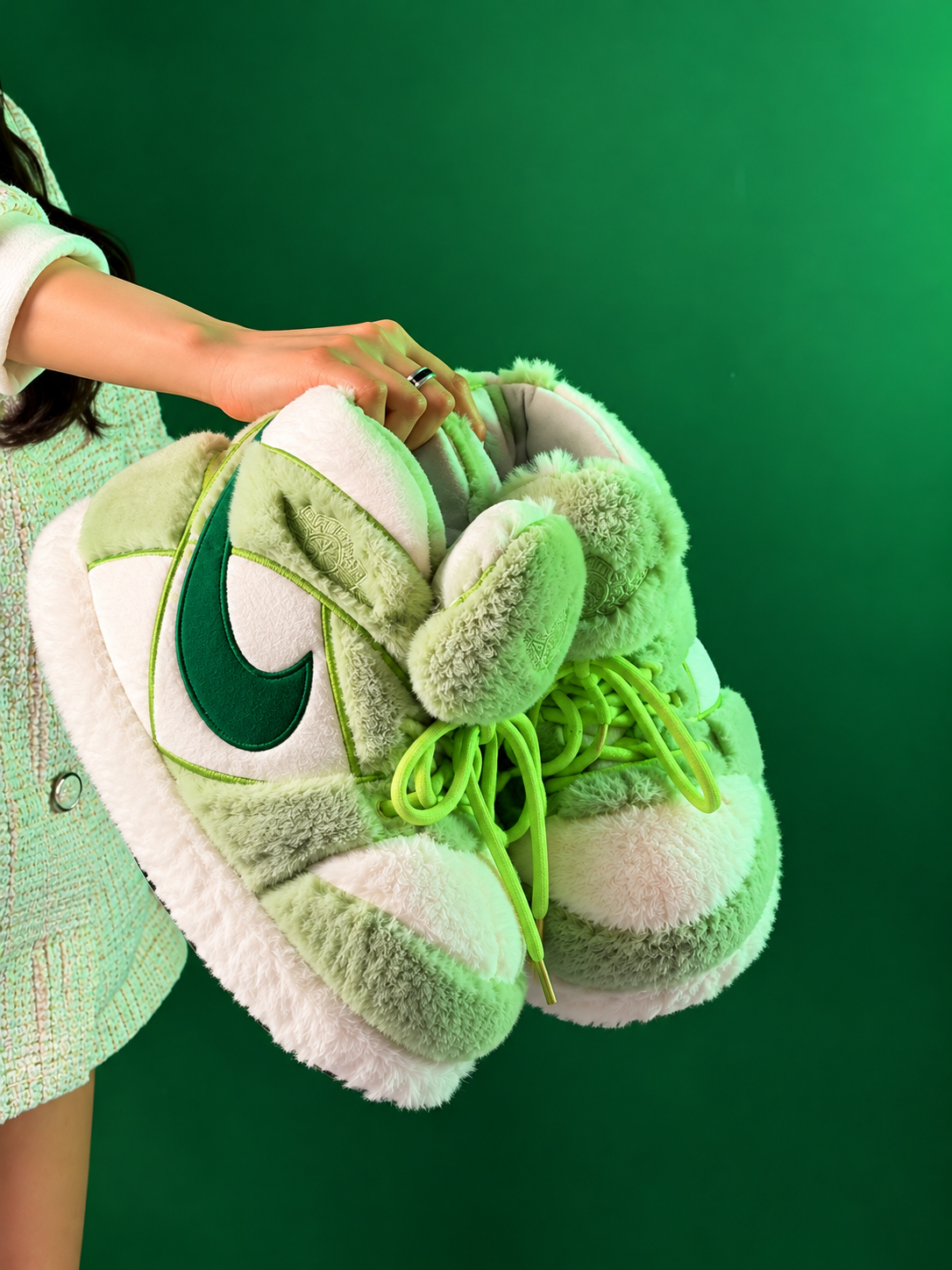 Cozy Clouds Mint Edition fluffy slippers in mint green - Cozify Lebanon