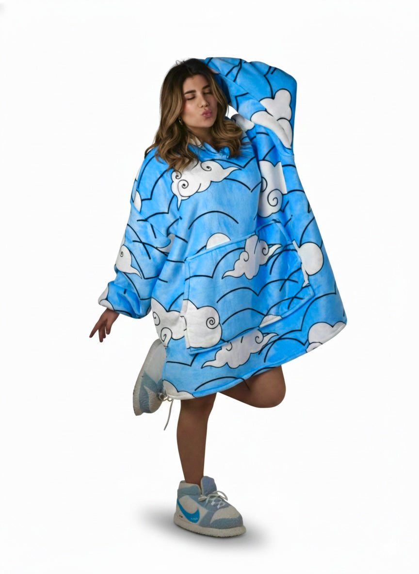 Cozy Clouds oversized hoodie blanket, front view - Cozify Lebanon