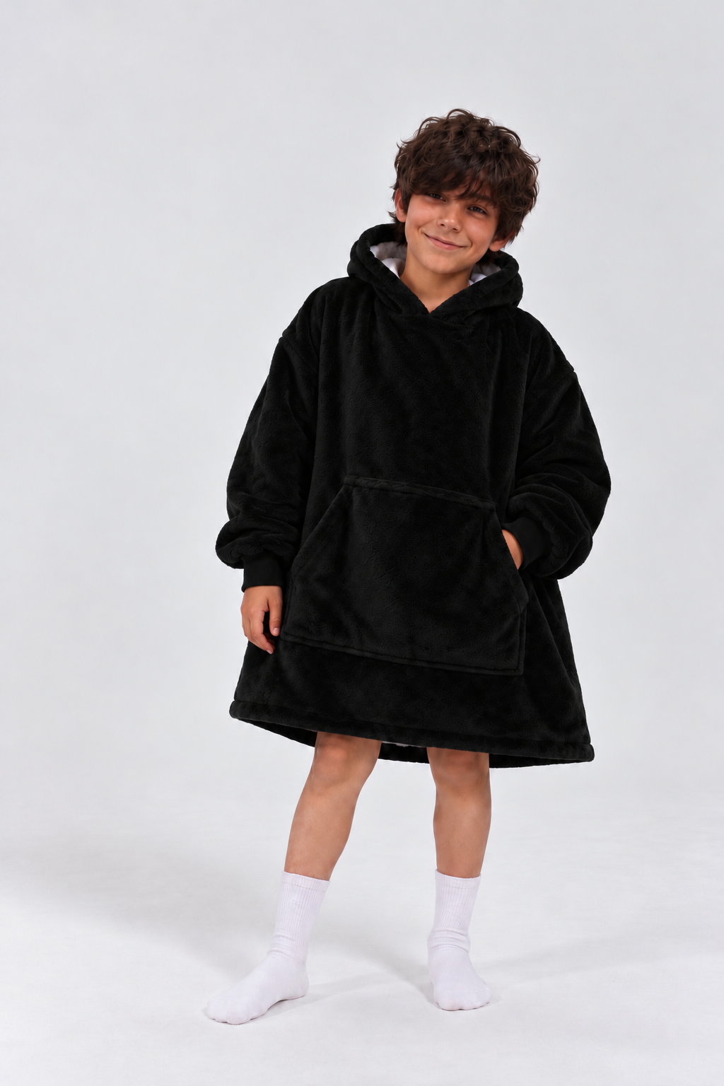 Cozy Black Kids oversized hoodie blanket for kids in black — Cozify Lebanon