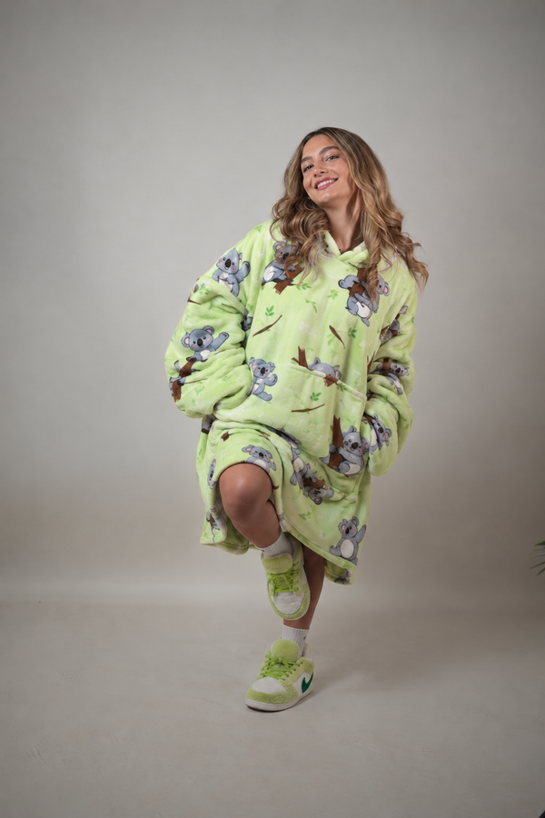 Cozy Green Koala 🐨 – Oversized Hoodie Blanket