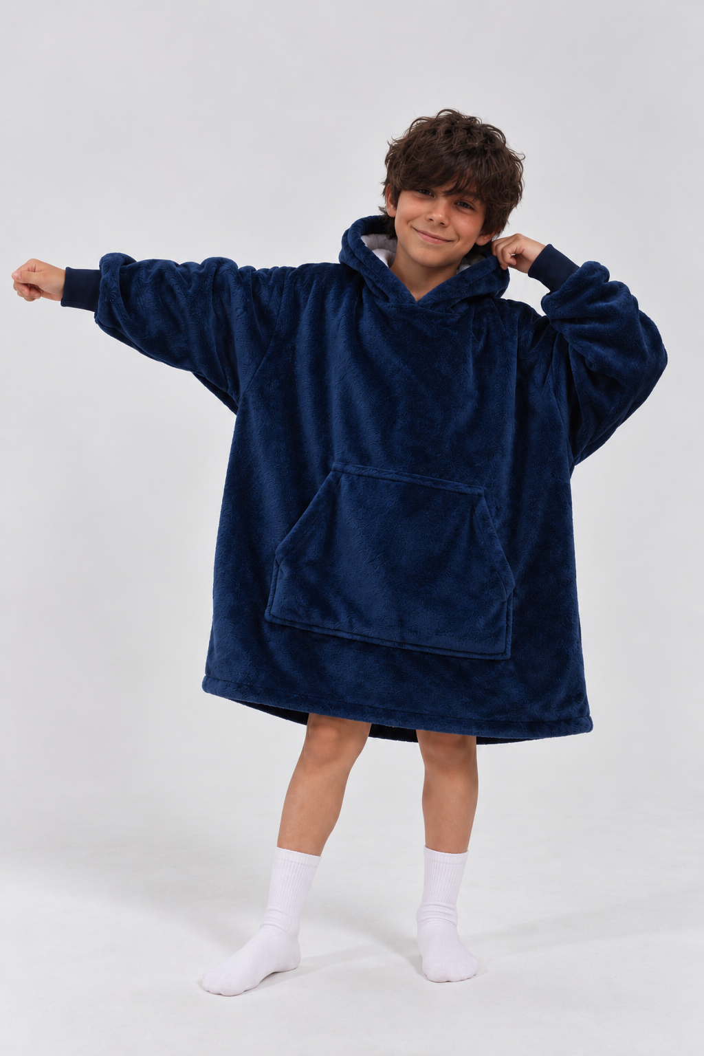 Cozy Atlantic Kids kids oversized hoodie blanket in atlantic blue — Cozify Lebanon