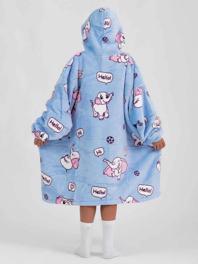 Cozy Kids Elephant hoodie blanket for kids, Back View - Cozify Lebanon