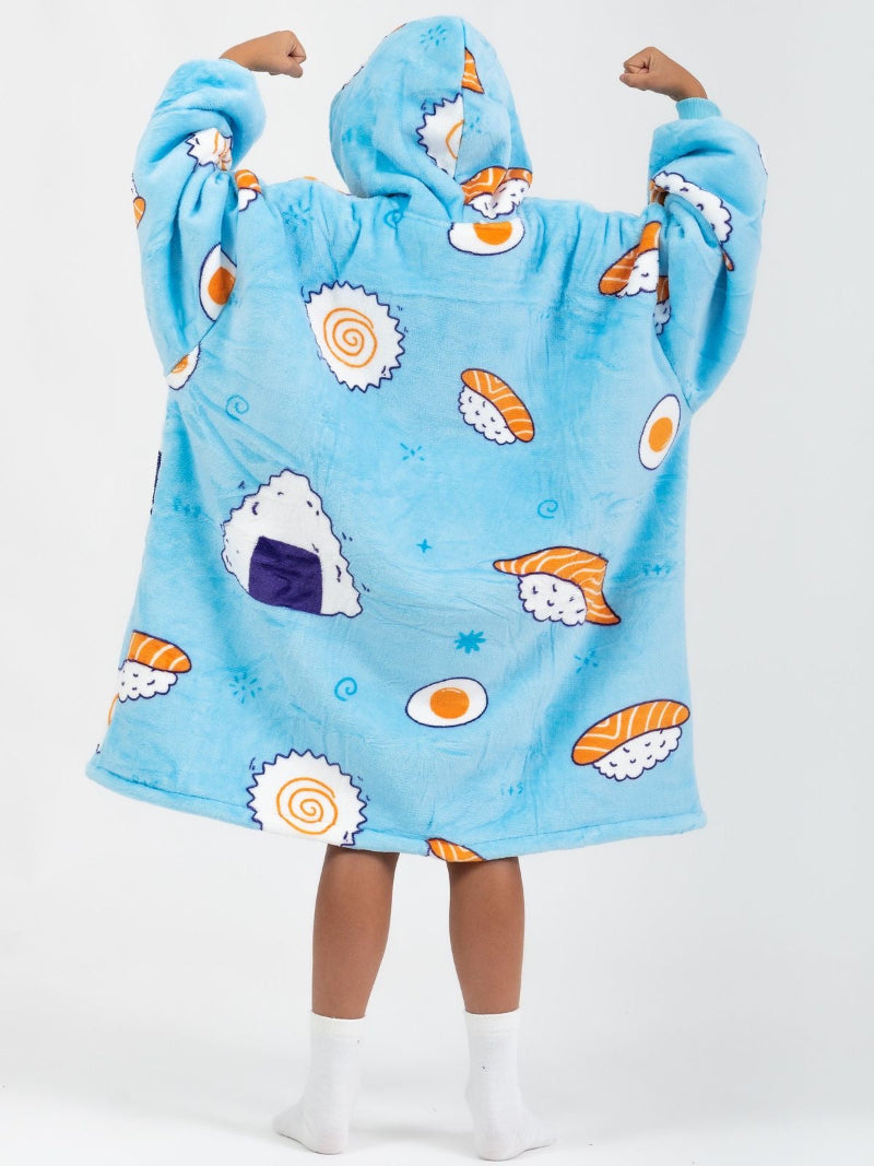 Cozy Kids Sushi hoodie blanket for kids, Back View - Cozify Lebanon
