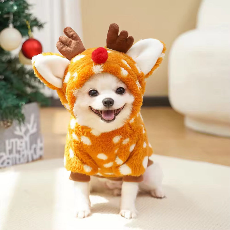 Cozy Deer reindeer hoodie for pets, Back View - Cozify Lebanon
