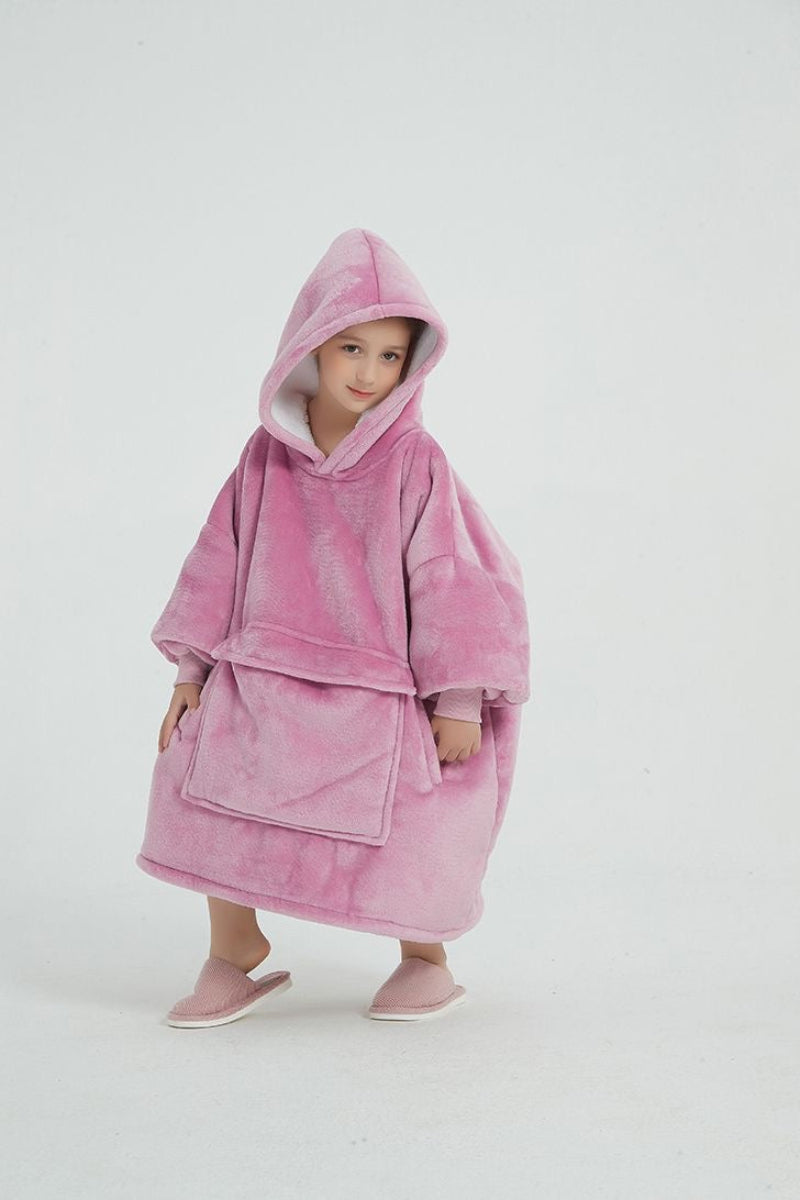 Cozy Cotton Candy hoodie blanket in pink, Back View - Cozify Lebanon