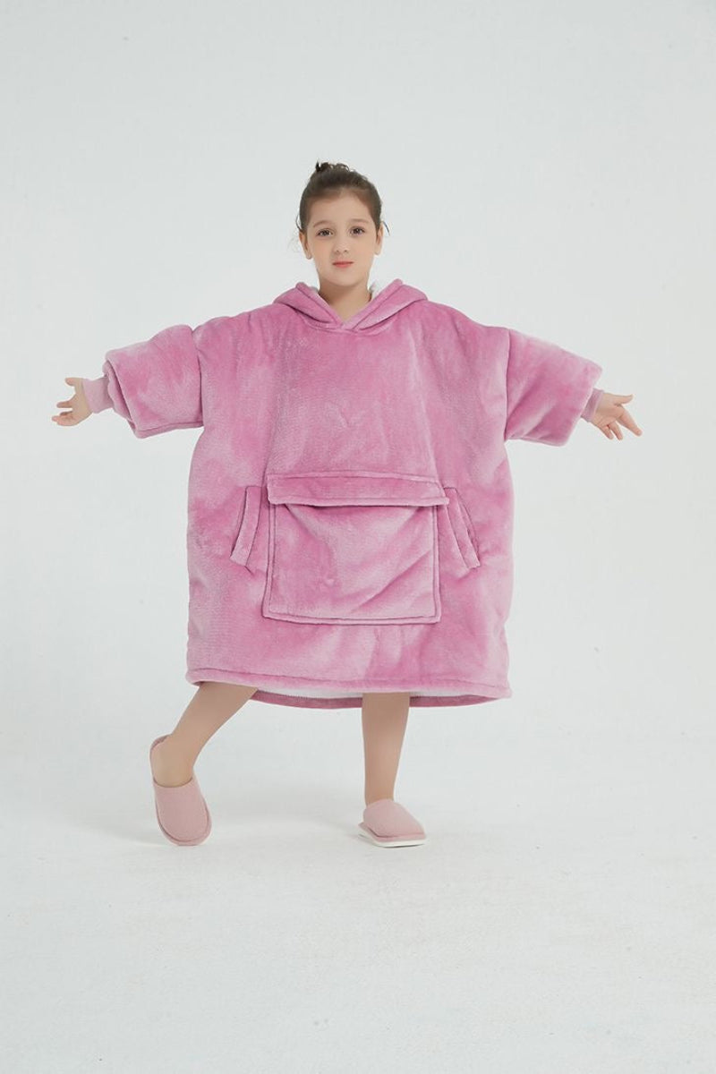 Cozy Cotton Candy hoodie blanket in pink, Front View - Cozify Lebanon