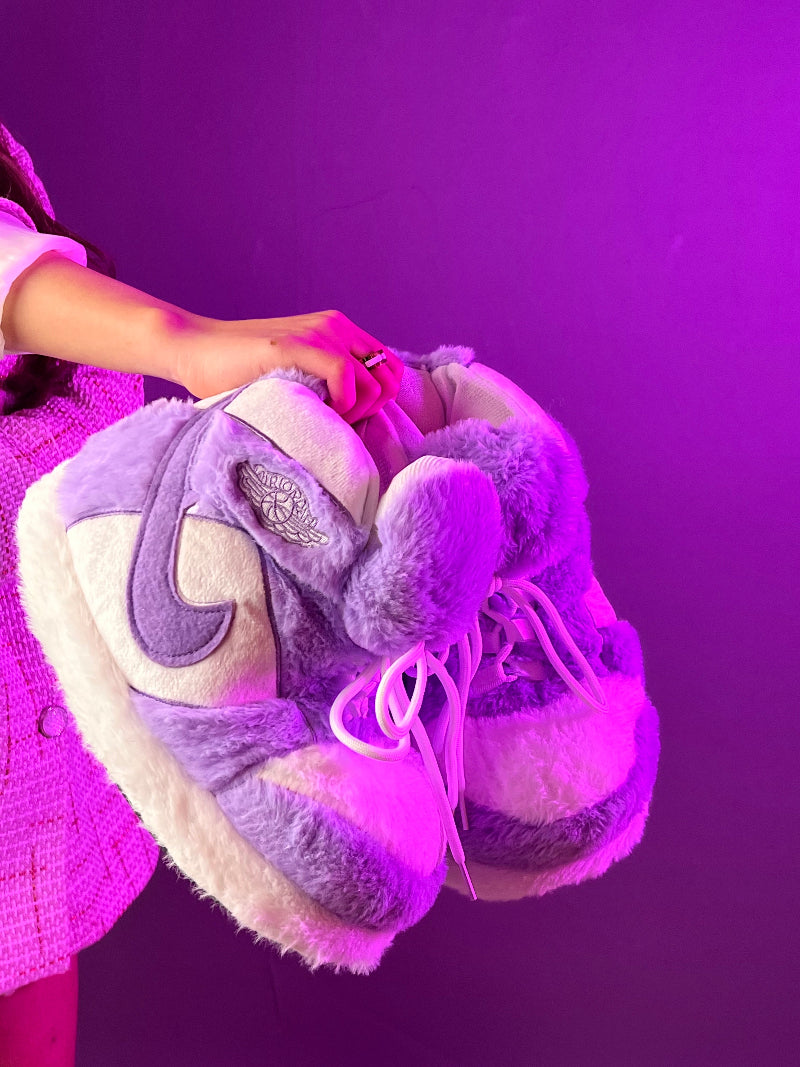 Cozy Unicorn Edition cloud slippers in pastel purple, Front View - Cozify Lebanon